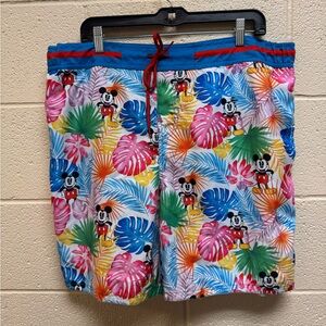 Disney Men's Multicolor Tropical Mickey Swim Trunks